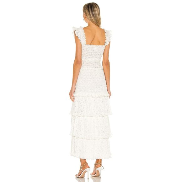 Saylor Perrie Cotton Blend Lace MIDI Dress in Ivory Size Large - Picture 4 of 5
